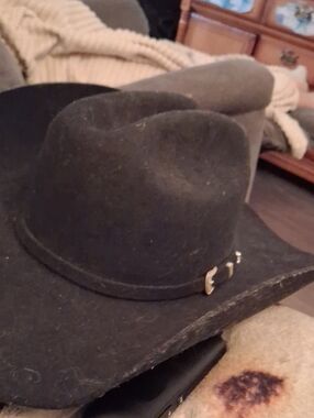 Black Felt Cowboy Hat with Silver Buckle